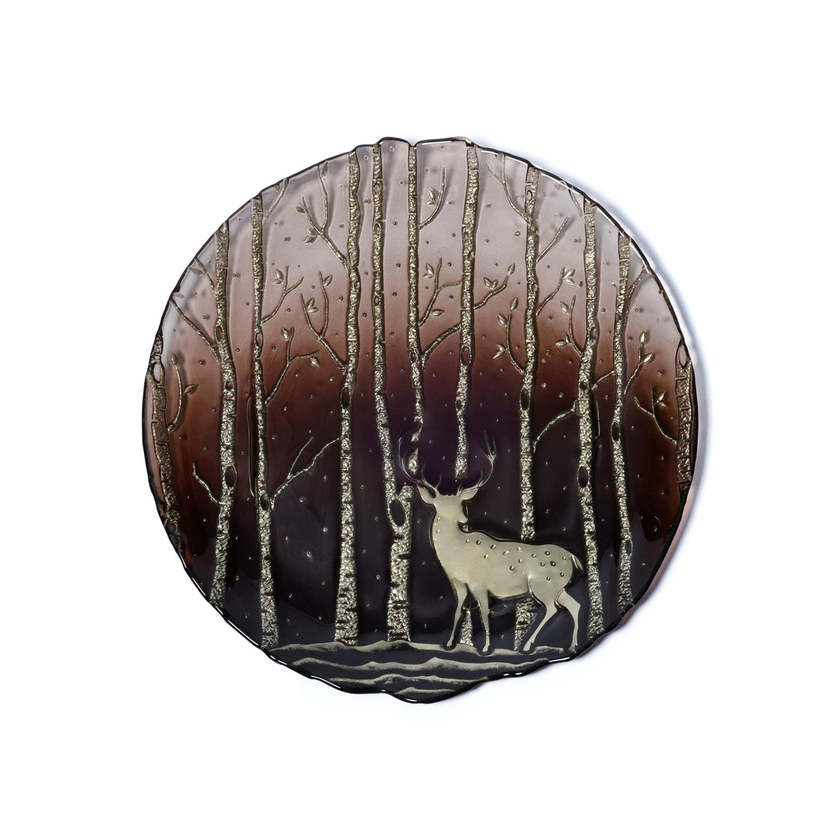 Zodax Taupe Wilderness Glass Dinner Plates, Set of 6