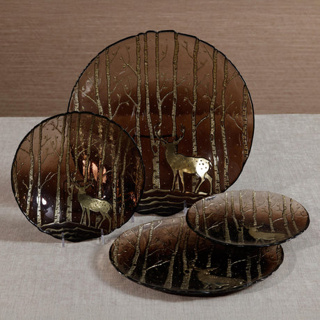 Zodax Taupe Wilderness Glass Dinner Plates, Set of 6
