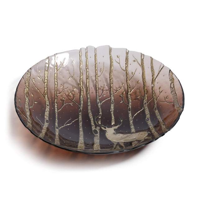 Zodax Taupe Wilderness Large Glass Serving Bowls, Set of 4 Family Style Serving Bowls