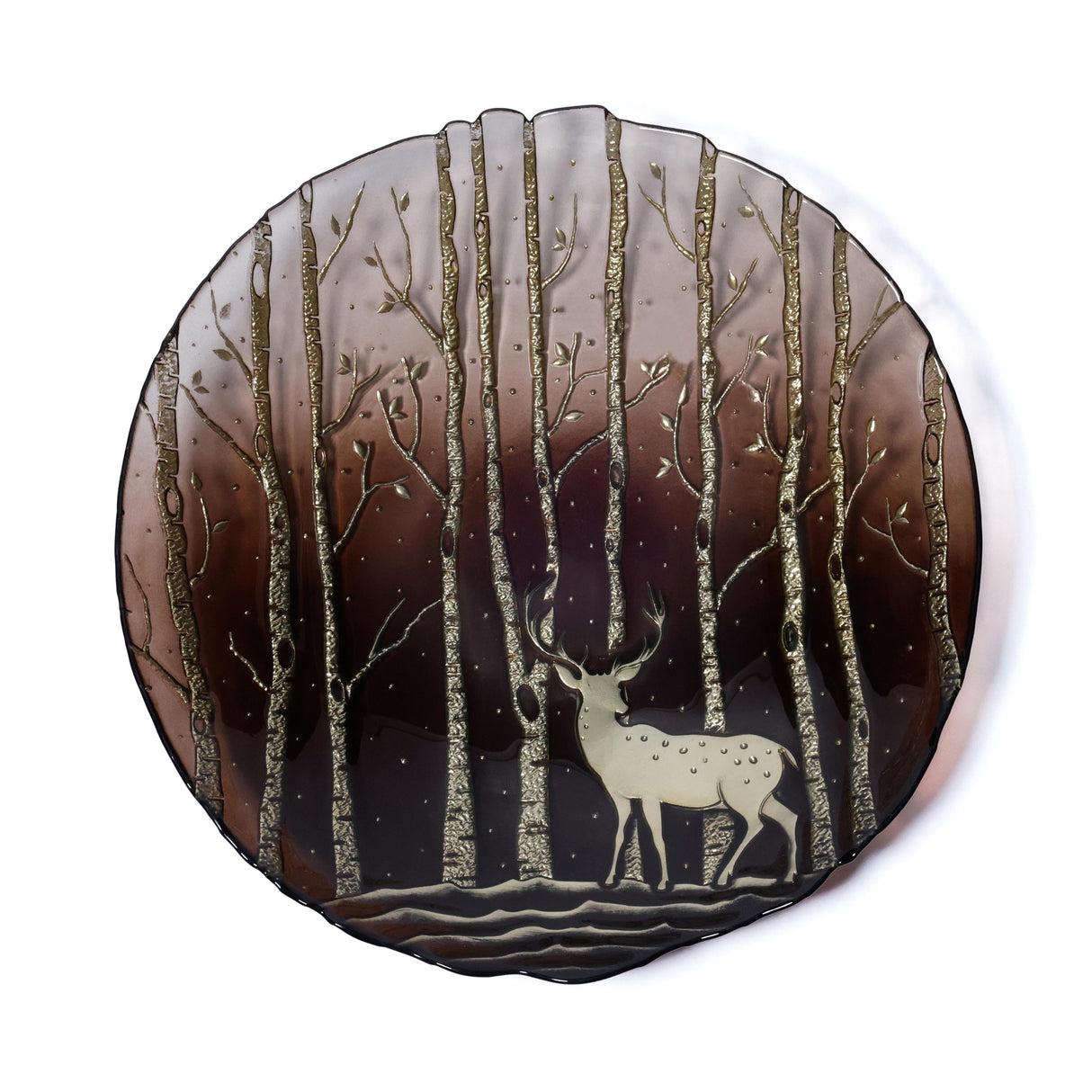 Zodax Taupe Wilderness Large Glass Serving Bowls, Set of 4 Family Style Serving Bowls