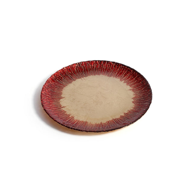 Zodax Gold & Red Celestial Rim Glass Dessert Plates, Set of 6