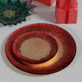 Zodax Gold & Red Celestial Rim Glass Dinner Plates, Set of 6