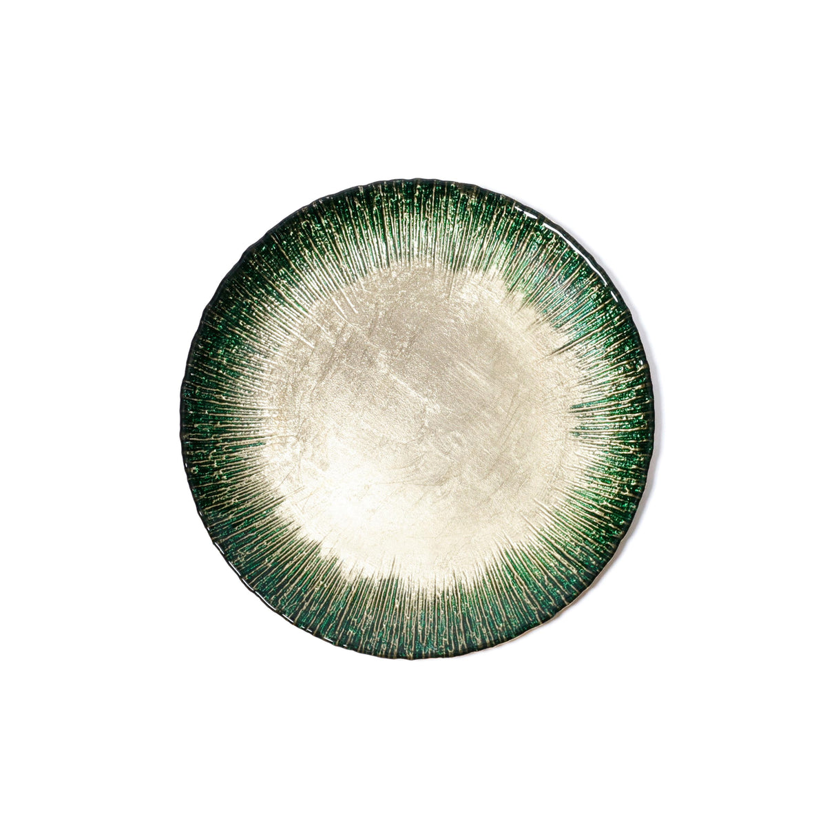 Zodax Gold & Green Celestial Rim Glass Dessert Plates, Set of 6