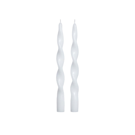 Zodax 10" White Lumire Twist Formal Taper Candles, Set of 12 Holiday Table Dcor