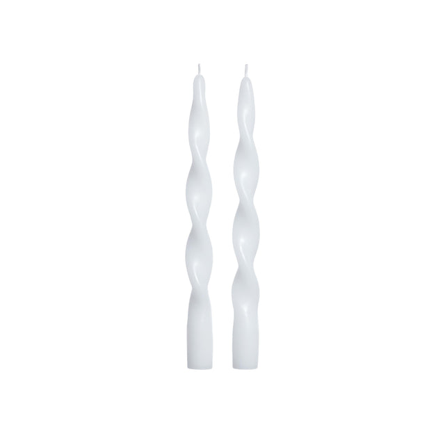 Zodax 10" White Lumire Twist Formal Taper Candles, Set of 12 Holiday Table Dcor