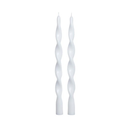 Zodax 12" White Lumire Twist Formal Taper Candles, Set of 12 Holiday Table Dcor