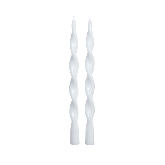 Zodax 12" White Lumire Twist Formal Taper Candles, Set of 12 Holiday Table Dcor