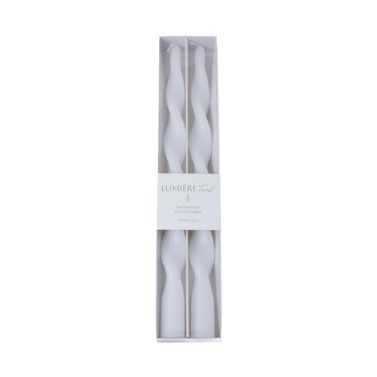 Zodax 12" White Lumire Twist Formal Taper Candles, Set of 12 Holiday Table Dcor
