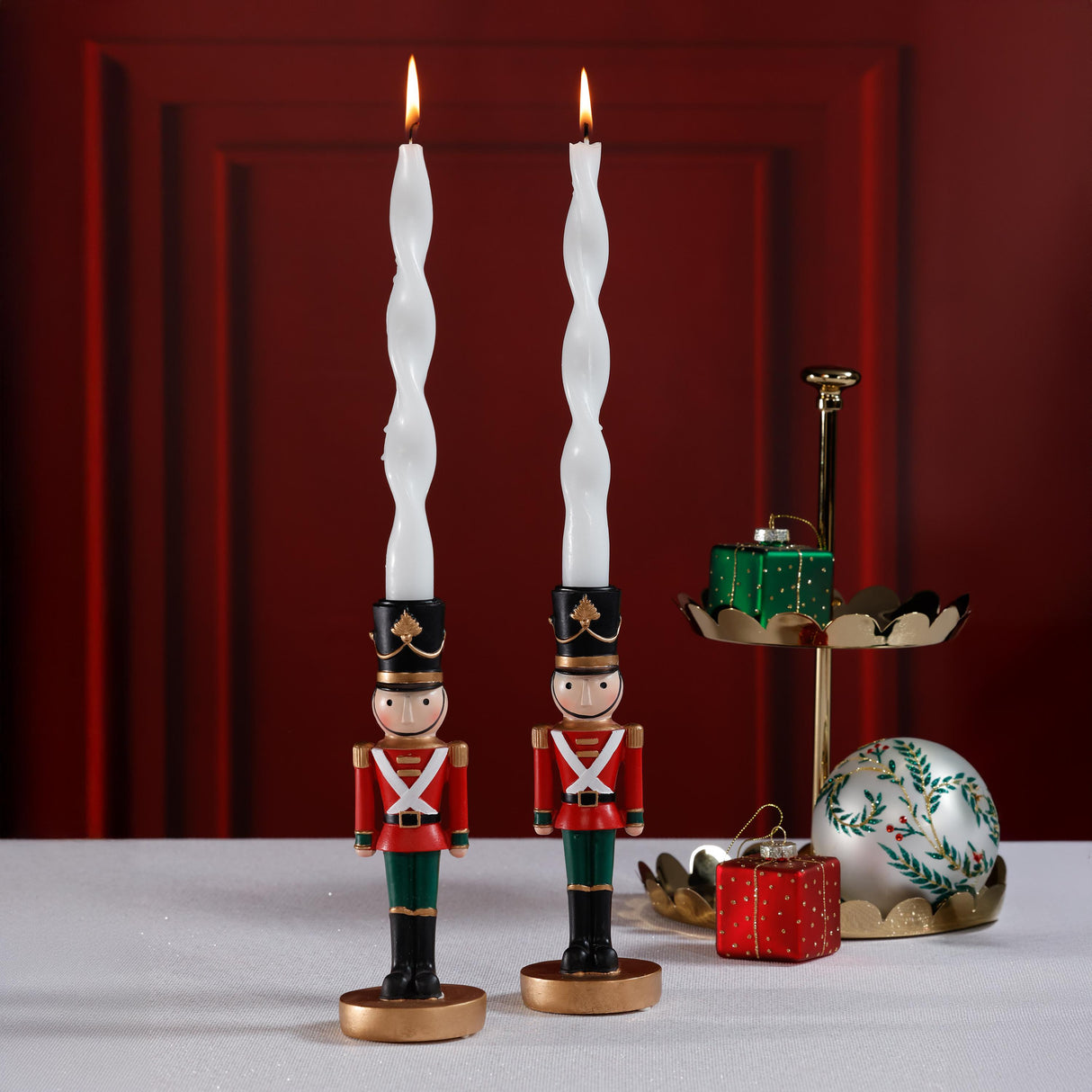 Zodax 12" White Lumire Twist Formal Taper Candles, Set of 12 Holiday Table Dcor