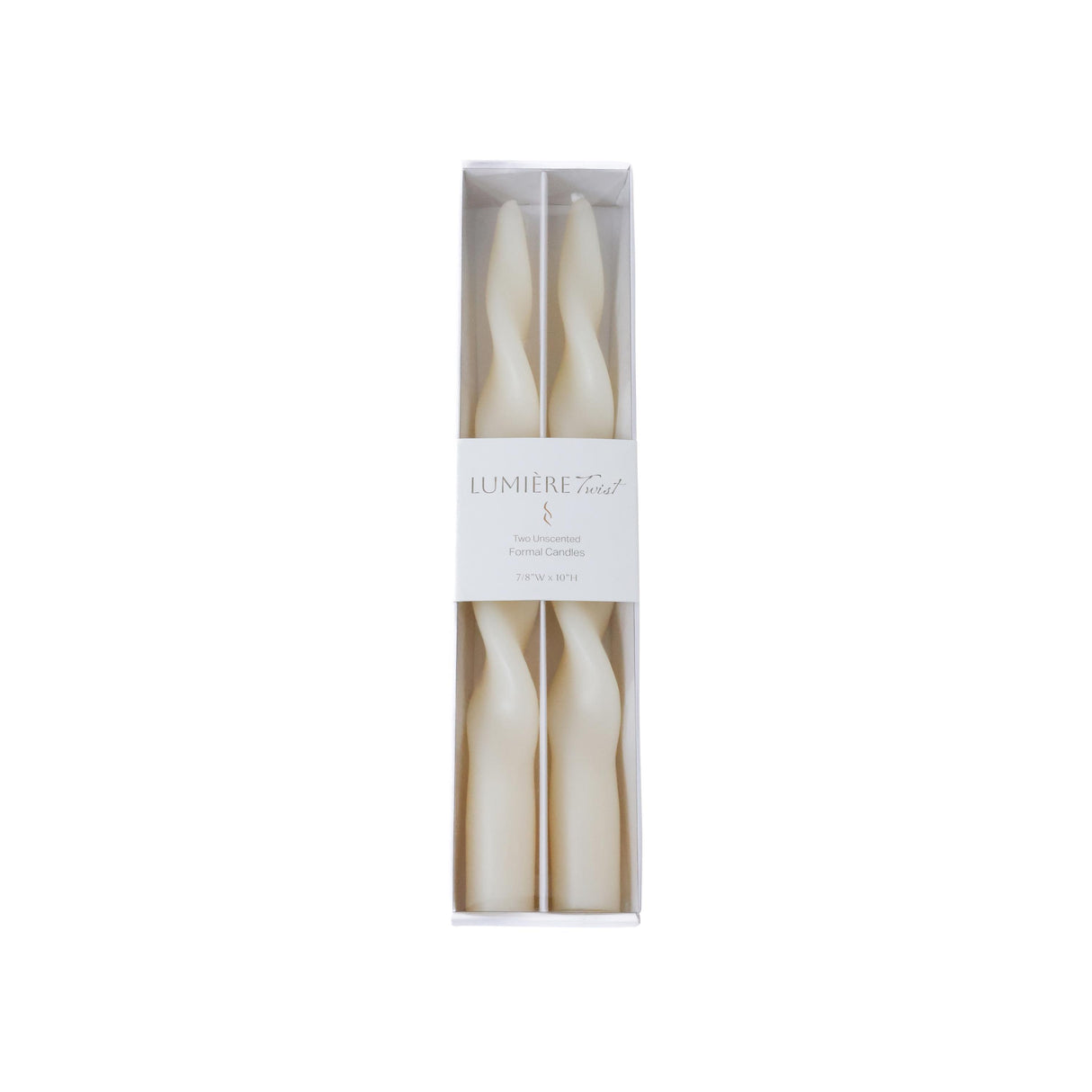 Zodax 10" Ivory Lumire Twist Formal Taper Candles, Set of 12 Holiday Table Dcor