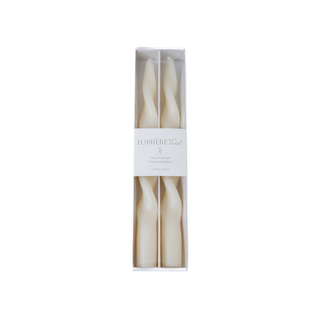 Zodax 10" Ivory Lumire Twist Formal Taper Candles, Set of 12 Holiday Table Dcor