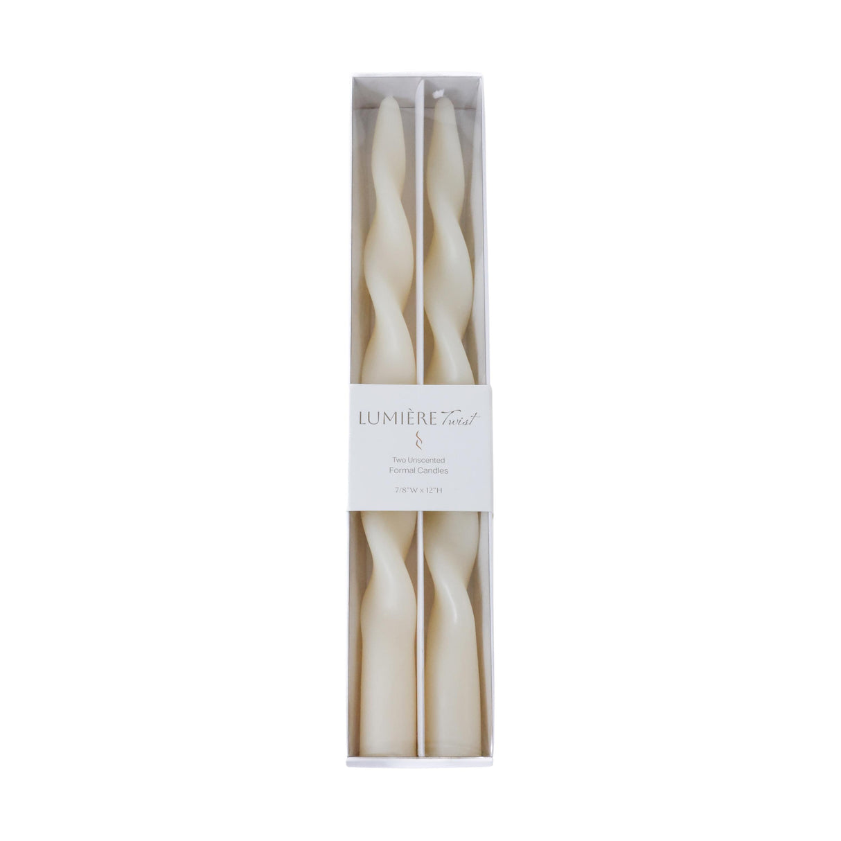 Zodax 12" Ivory Lumire Twist Formal Taper Candles, Set of 12 Holiday Table Dcor