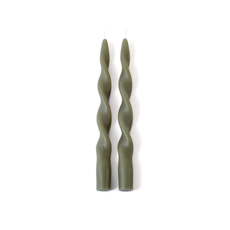 Zodax 10" Dried Sage Lumire Twist Formal Taper Candles, Set of 12 Holiday Table Dcor
