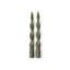 Zodax 10" Dried Sage Lumire Twist Formal Taper Candles, Set of 12 Holiday Table Dcor