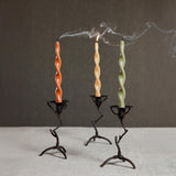 Zodax 12" Dried Sage Lumire Twist Formal Taper Candles, Set of 12 Holiday Table Dcor