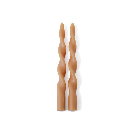Zodax 10" Desert Beige Lumire Twist Formal Taper Candles, Set of 12 Holiday Table Dcor