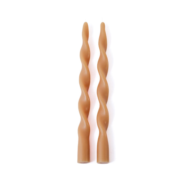 Zodax 12" Desert Beige Lumire Twist Formal Taper Candles, Set of 12 Holiday Table Dcor