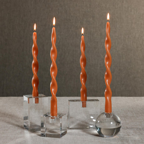 Zodax 12" Amber Dune Lumire Twist Formal Taper Candles, Set of 12 Holiday Table Dcor