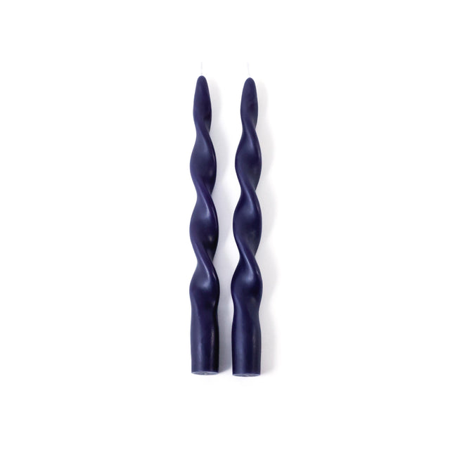 Zodax 10" Twilight Indigo Lumire Twist Formal Taper Candles, Set of 12 Holiday Table Dcor