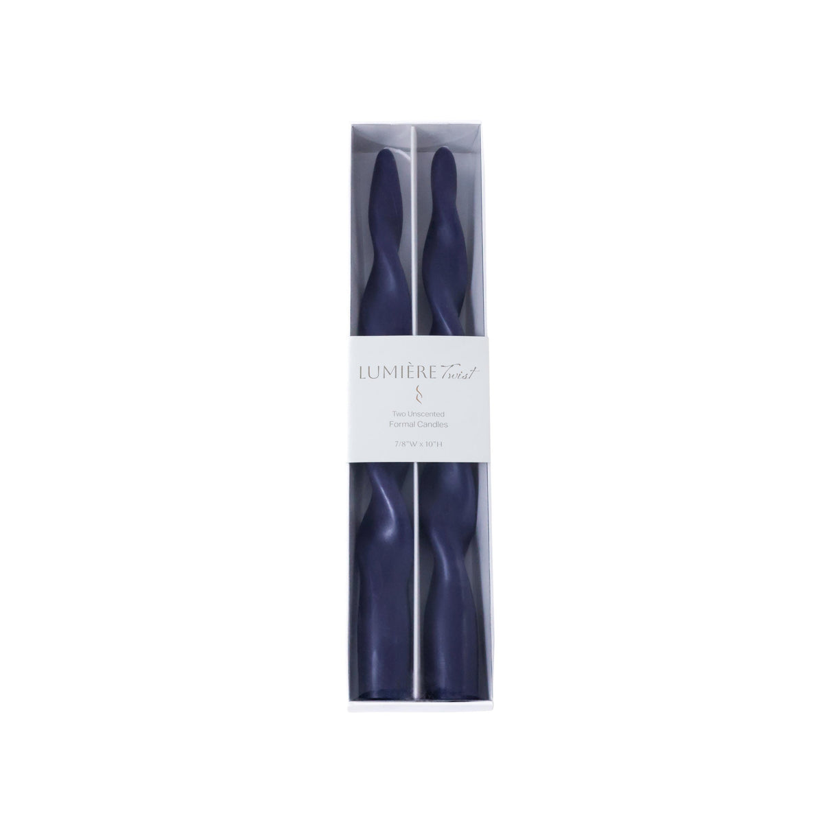 Zodax 10" Twilight Indigo Lumire Twist Formal Taper Candles, Set of 12 Holiday Table Dcor
