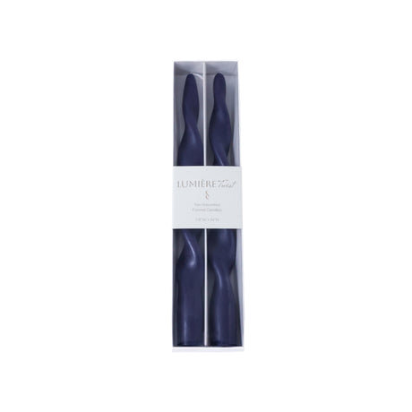 Zodax 10" Twilight Indigo Lumire Twist Formal Taper Candles, Set of 12 Holiday Table Dcor