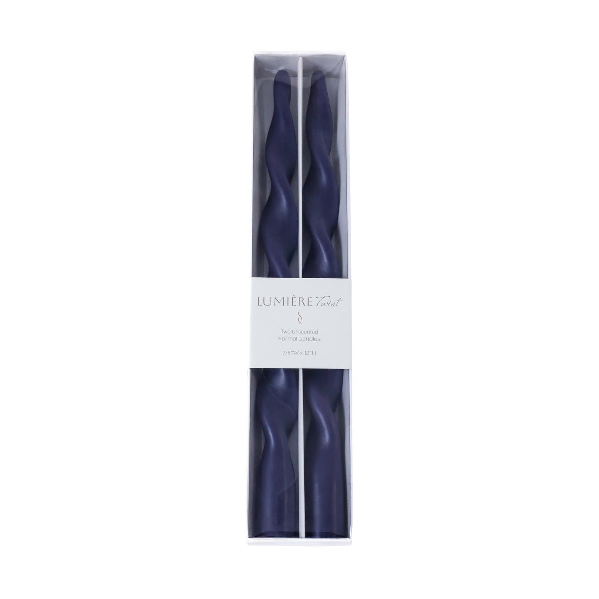 Zodax 12" Twilight Indigo Lumire Twist Formal Taper Candles, Set of 12 Holiday Table Dcor