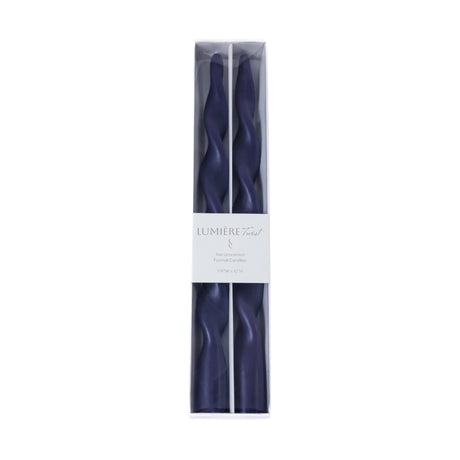Zodax 12" Twilight Indigo Lumire Twist Formal Taper Candles, Set of 12 Holiday Table Dcor