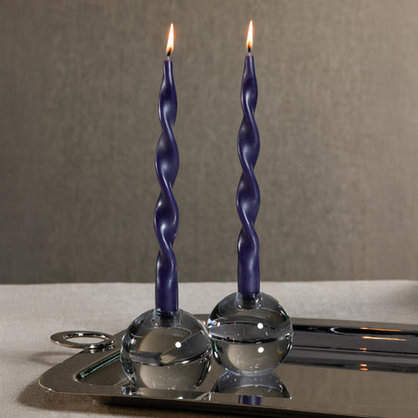 Zodax 12" Twilight Indigo Lumire Twist Formal Taper Candles, Set of 12 Holiday Table Dcor