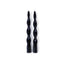 Zodax 10" Black Lumire Twist Formal Taper Candles, Set of 12 Holiday Table Dcor