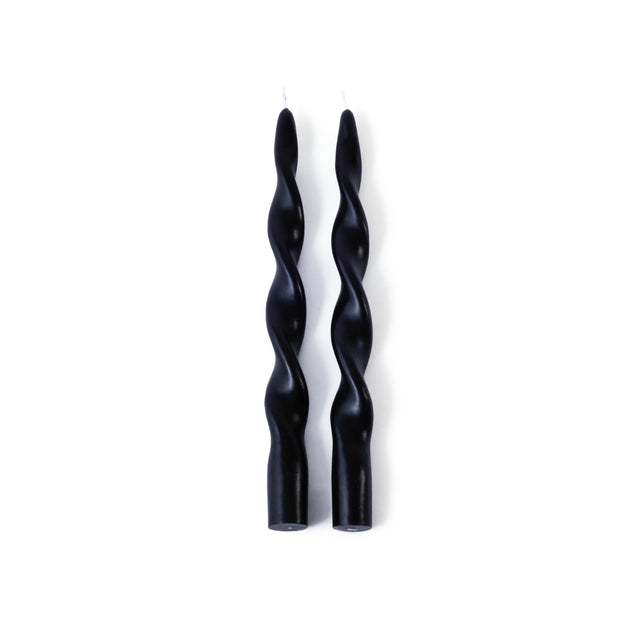 Zodax 10" Black Lumire Twist Formal Taper Candles, Set of 12 Holiday Table Dcor