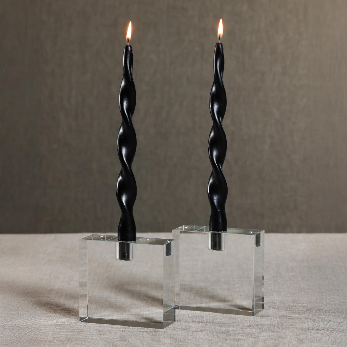 Zodax 10" Black Lumire Twist Formal Taper Candles, Set of 12 Holiday Table Dcor