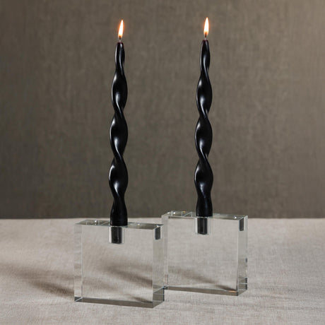 Zodax 10" Black Lumire Twist Formal Taper Candles, Set of 12 Holiday Table Dcor