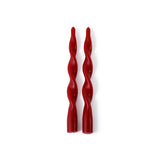 Zodax 10" Crimson Red Lumire Twist Formal Taper Candles, Set of 12 Holiday Table Dcor