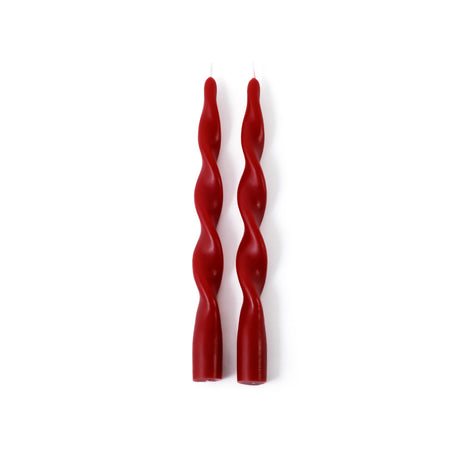 Zodax 10" Crimson Red Lumire Twist Formal Taper Candles, Set of 12 Holiday Table Dcor