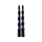 Zodax 12" Black Lumire Twist Formal Taper Candles, Set of 12 Holiday Table Dcor