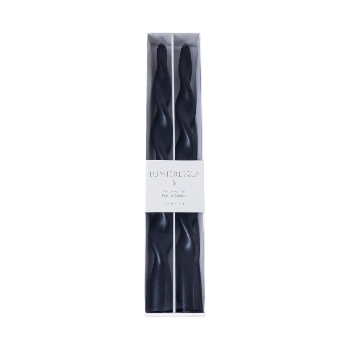 Zodax 12" Black Lumire Twist Formal Taper Candles, Set of 12 Holiday Table Dcor