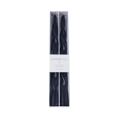 Zodax 12" Black Lumire Twist Formal Taper Candles, Set of 12 Holiday Table Dcor