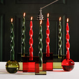 Zodax 12" Crimson Red Lumire Twist Formal Taper Candles, Set of 12 Holiday Table Dcor