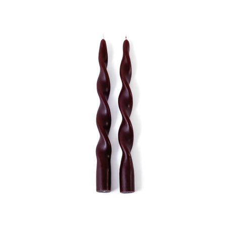 Zodax 10" Burgundy Lumire Twist Formal Taper Candles, Set of 12 Holiday Table Dcor