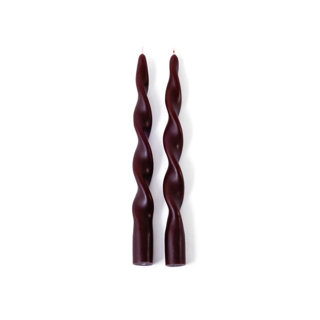 Zodax 10" Burgundy Lumire Twist Formal Taper Candles, Set of 12 Holiday Table Dcor
