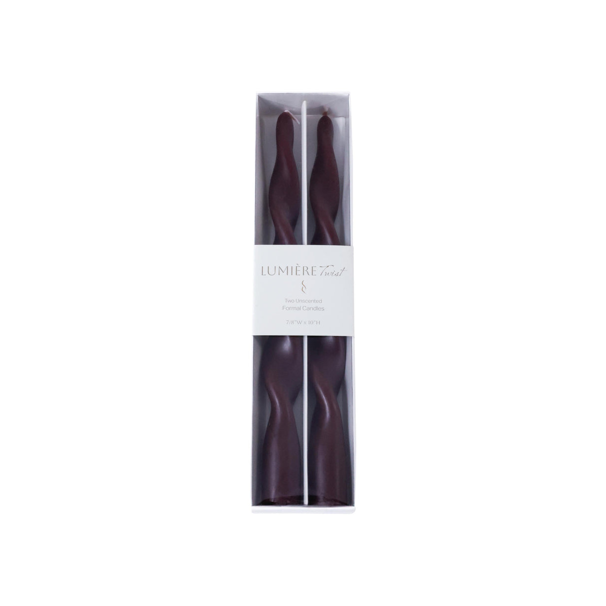 Zodax 10" Burgundy Lumire Twist Formal Taper Candles, Set of 12 Holiday Table Dcor