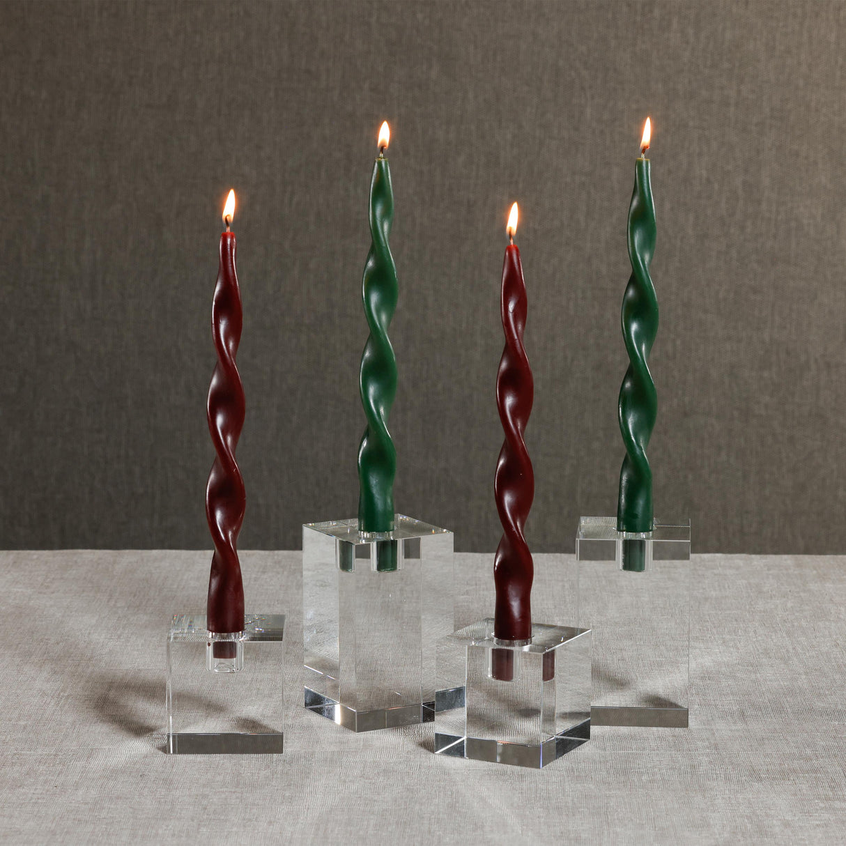 Zodax 10" Burgundy Lumire Twist Formal Taper Candles, Set of 12 Holiday Table Dcor
