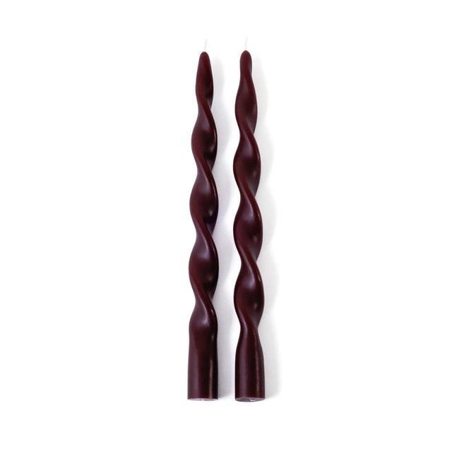 Zodax 12" Burgundy Lumire Twist Formal Taper Candles, Set of 12 Holiday Table Dcor