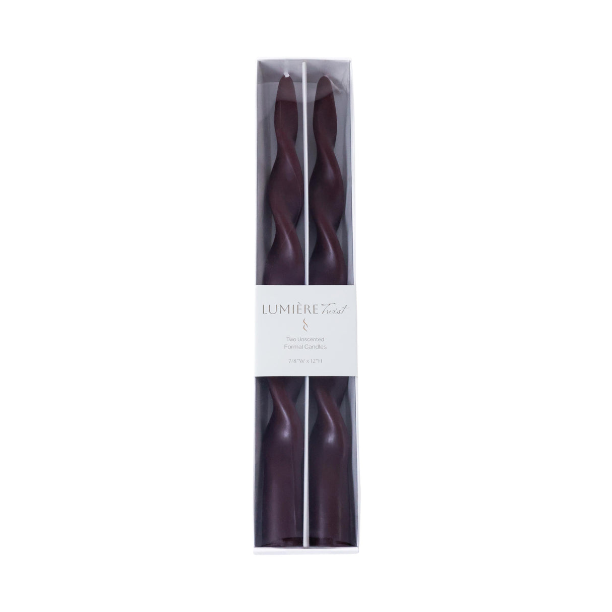 Zodax 12" Burgundy Lumire Twist Formal Taper Candles, Set of 12 Holiday Table Dcor