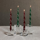 Zodax 12" Burgundy Lumire Twist Formal Taper Candles, Set of 12 Holiday Table Dcor