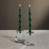 Zodax 10" Alpine Green Lumire Twist Formal Taper Candles, Set of 12 Holiday Table Dcor