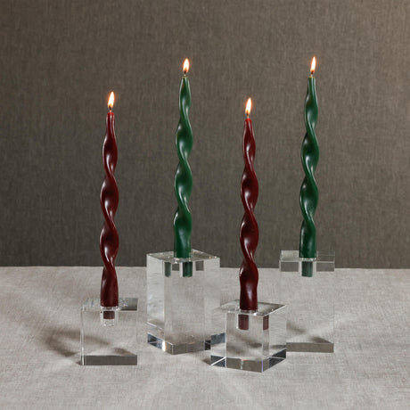 Zodax 10" Alpine Green Lumire Twist Formal Taper Candles, Set of 12 Holiday Table Dcor