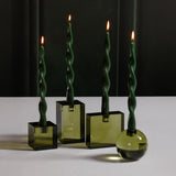 Zodax 10" Alpine Green Lumire Twist Formal Taper Candles, Set of 12 Holiday Table Dcor