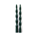 Zodax 12" Alpine Green Lumire Twist Formal Taper Candles, Set of 12 Holiday Table Dcor