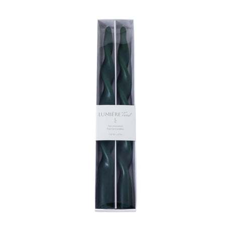 Zodax 12" Alpine Green Lumire Twist Formal Taper Candles, Set of 12 Holiday Table Dcor